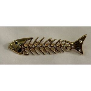 Gold Fishbone Brooch